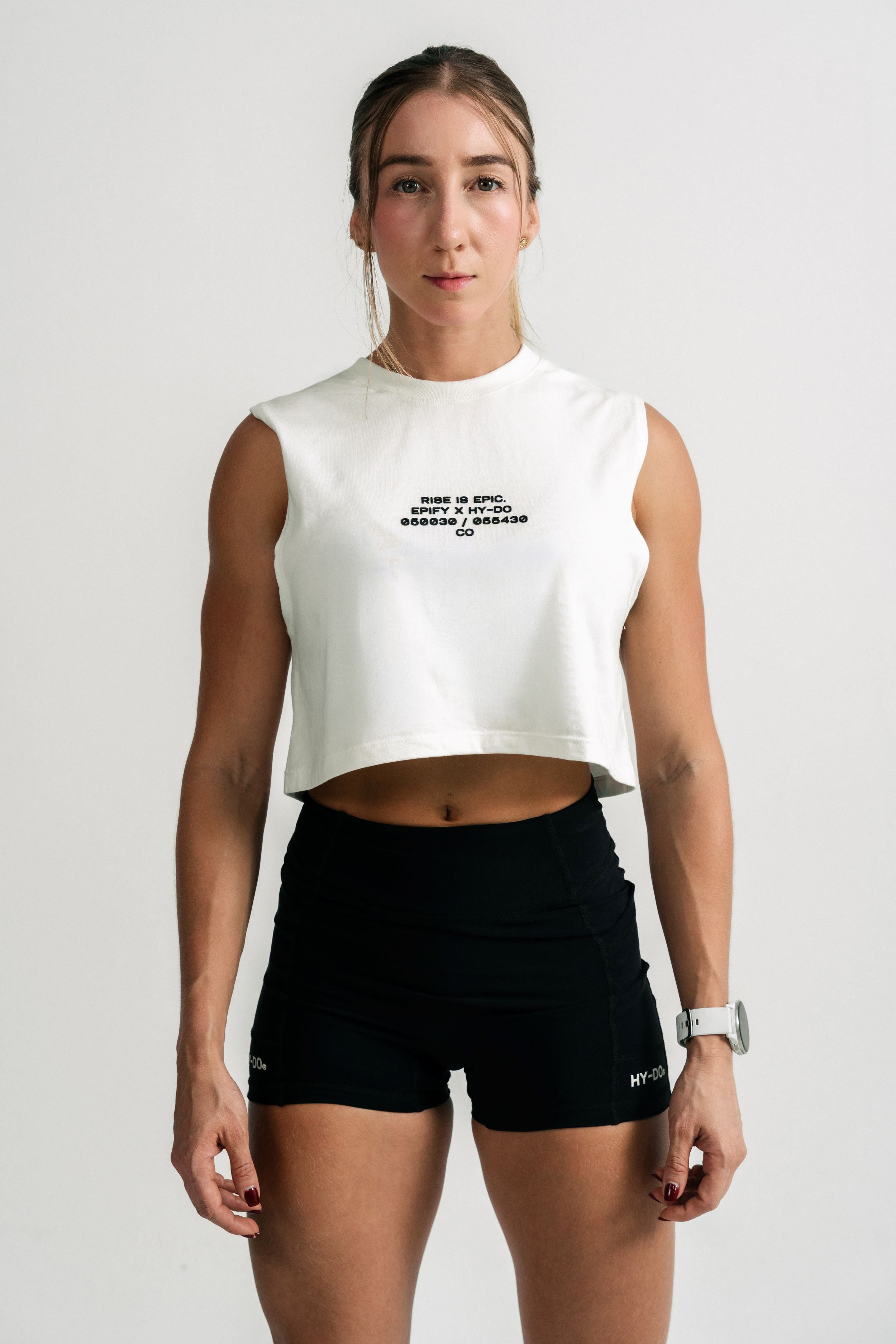 Rise Off White Women Crop Tank
