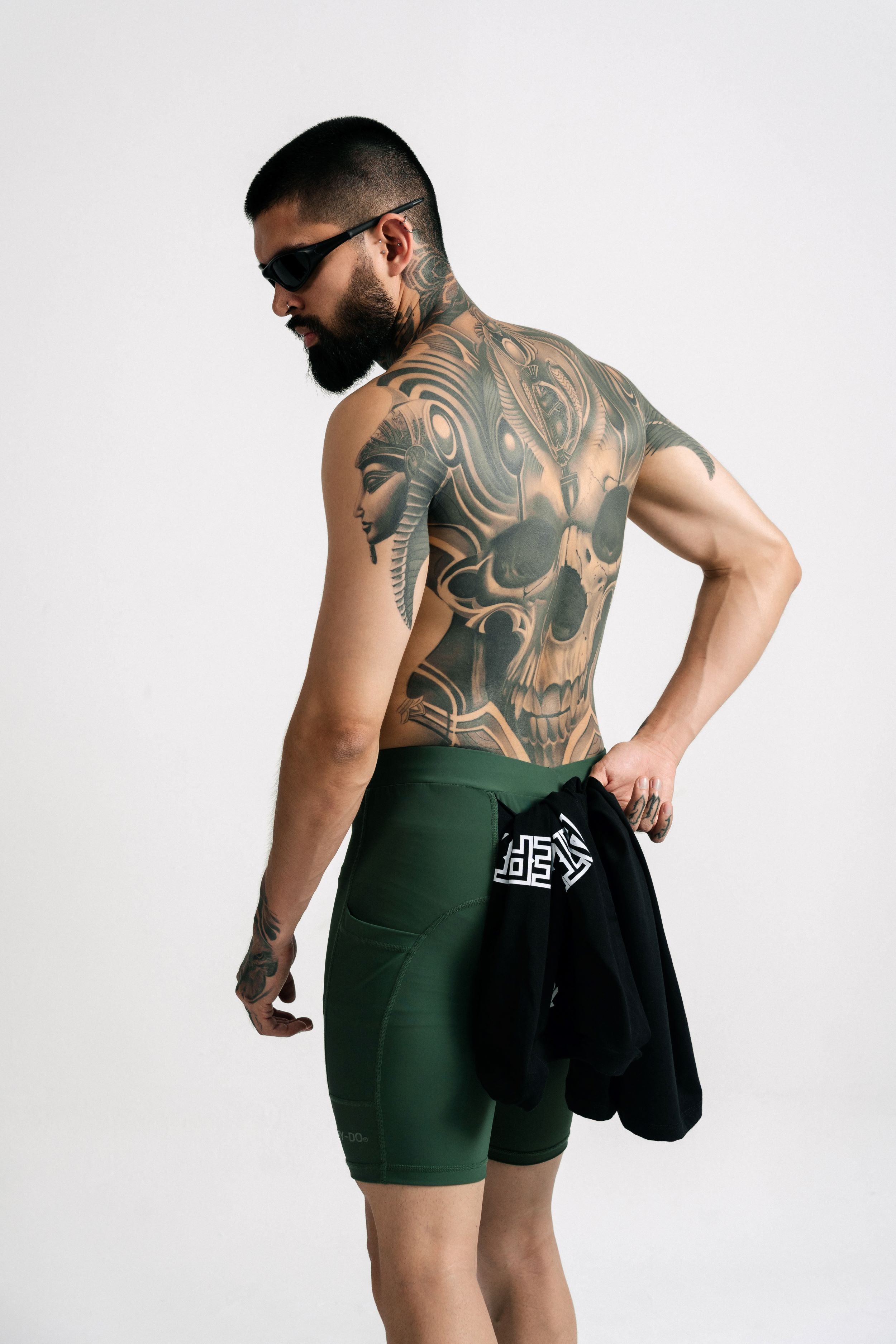 Rise Men Olive Green Biker Short