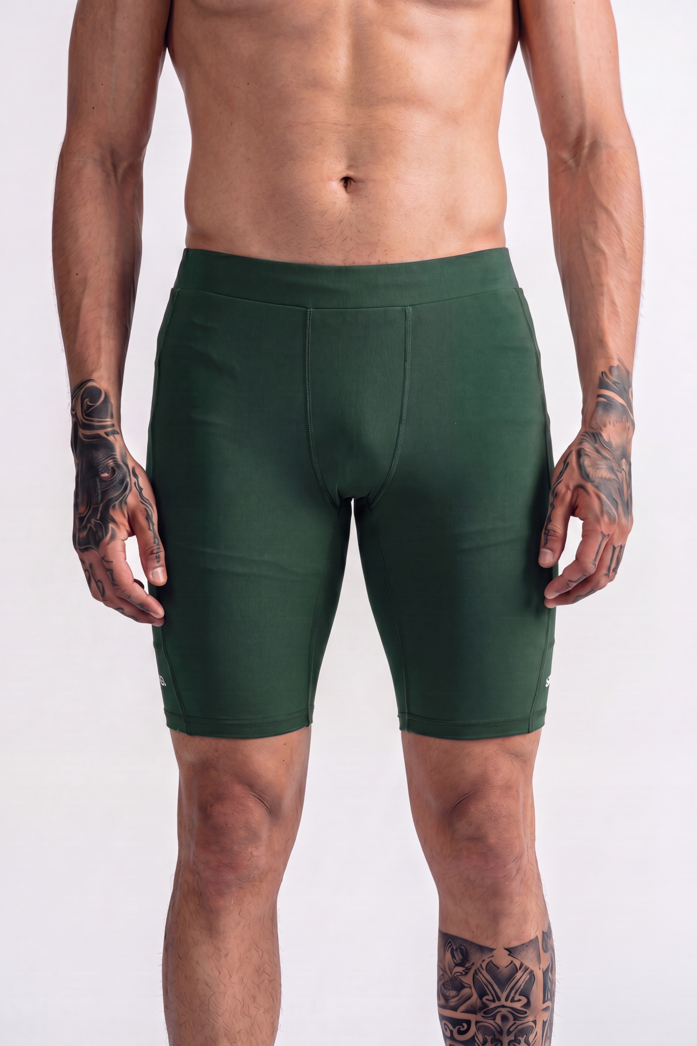 Rise Men Olive Green Biker Short