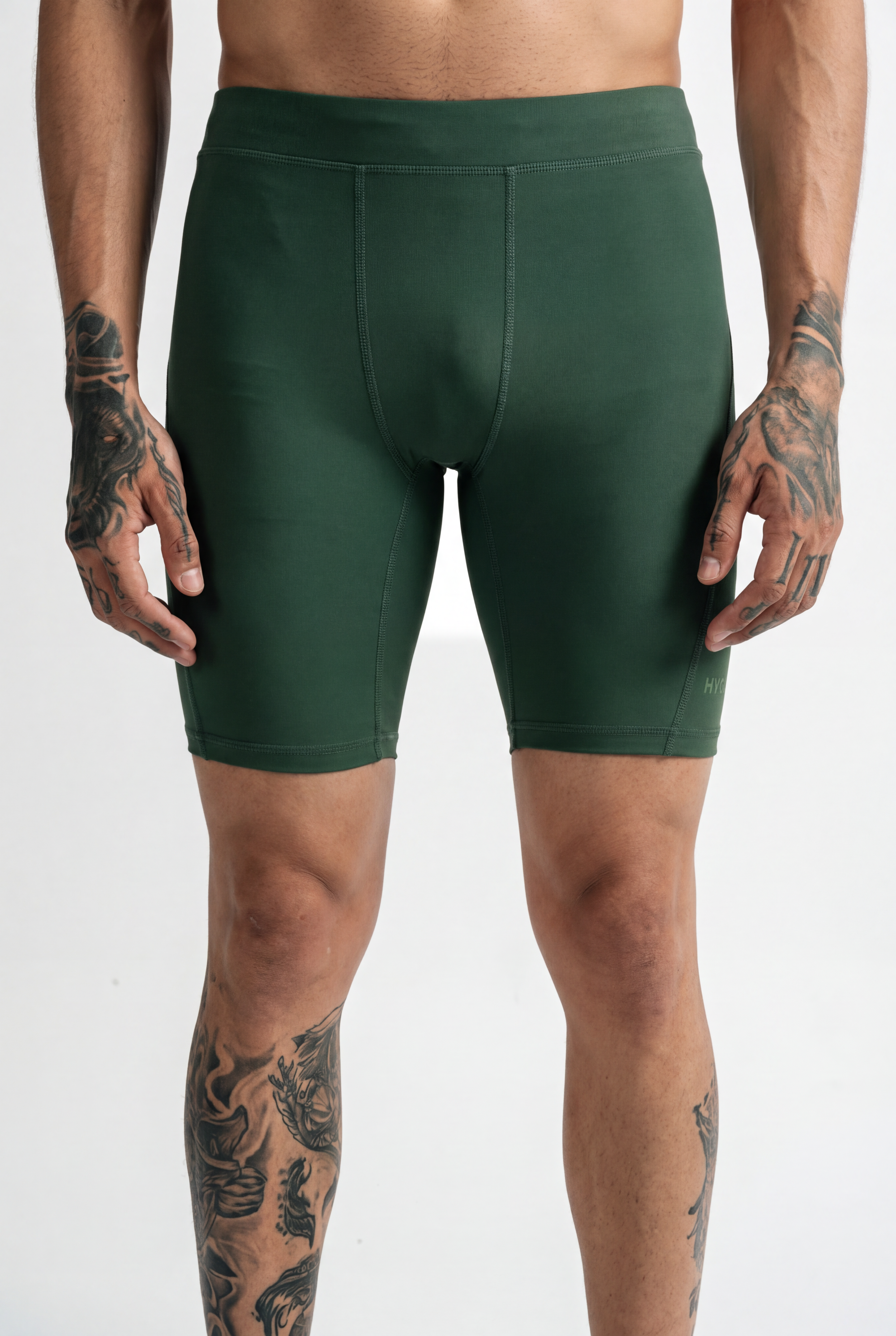 Rise Men Olive Green Biker Short